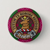 Clan Crawford Crest over Tartan Ronde Button 5,7 Cm (Voorkant)