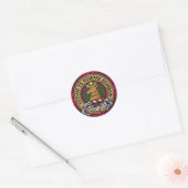 Clan Crawford Crest over Tartan Ronde Sticker (Envelop)