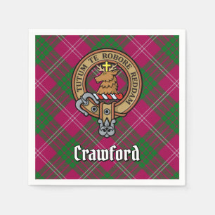 Clan Crawford Crest over Tartan Servet