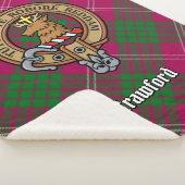 Clan Crawford Crest over Tartan Sherpa Deken (3/4)