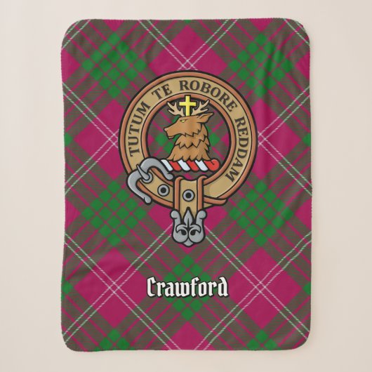 Clan Crawford Crest over Tartan Sherpa Deken (Voorkant)
