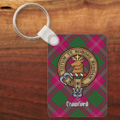 Clan Crawford Crest over Tartan Sleutelhanger (Voorkant)
