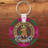Clan Crawford Crest over Tartan Sleutelhanger (Voorkant)