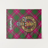 Clan Crawford Crest over Tartan Wandkleed (Voorkant (horizontaal))