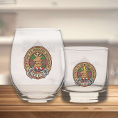 Clan Crawford Crest over Tartan Whisky Glas