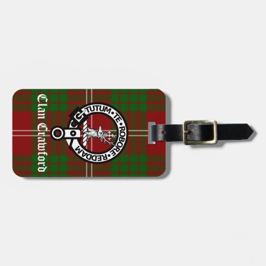 Clan Crawford Crest Tartan Bagagelabel (Voorkant horizontaal)