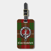 Clan Crawford Crest Tartan Bagagelabel (Voorkant verticaal)