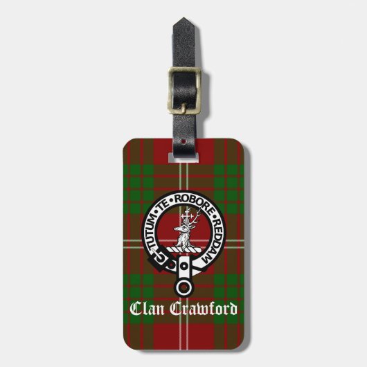 Clan Crawford Crest Tartan Bagagelabel (Voorkant verticaal)