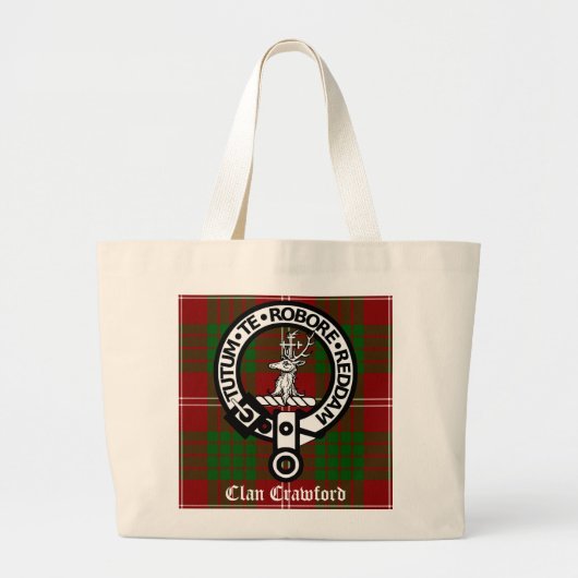 Clan Crawford Crest Tartan Grote Tote Bag (Voorkant)