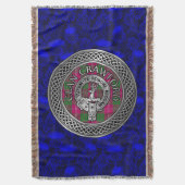 Clan Crawford Crest & Tartan Knot Deken (Voorkant Verticaal)