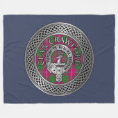 Clan Crawford Crest & Tartan Knot Fleece Deken (Voorkant (Horizontaal))