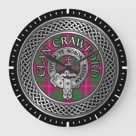 Clan Crawford Crest & Tartan Knot Grote Klok