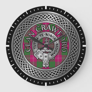 Clan Crawford Crest & Tartan Knot Grote Klok