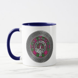 Clan Crawford Crest & Tartan Knot Mok