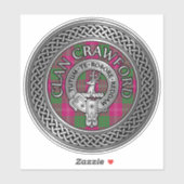 Clan Crawford Crest & Tartan Knot Sticker (Vel)