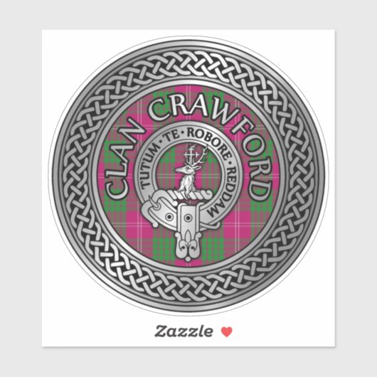 Clan Crawford Crest & Tartan Knot Sticker (Vel)