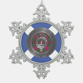 Clan Crawford Crest & Tartan Knot Tin Sneeuwvlok Ornament