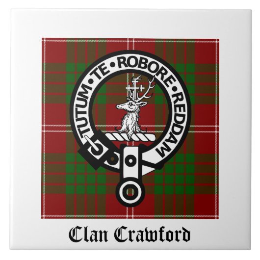 Clan Crawford Crest Tartan Tegeltje (Voorkant)
