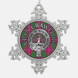 Clan Crawford Crest & Tartan Tin Sneeuwvlok Ornament