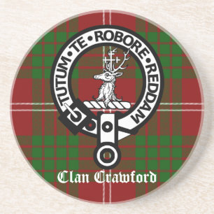 Clan Crawford Crest Tartan Zandsteen Onderzetter