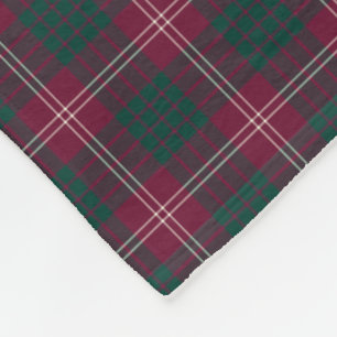 Clan Crawford Donkerrood en Groene Tartan Fleece Deken