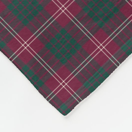 Clan Crawford Donkerrood en Groene Tartan Fleece Deken (Hoek)