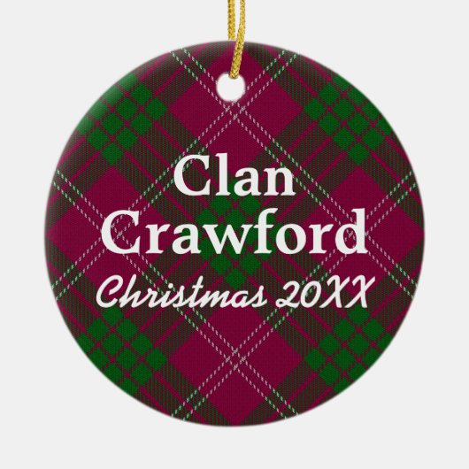Clan Crawford Scottish Tartan Keramisch Ornament (Voorkant)