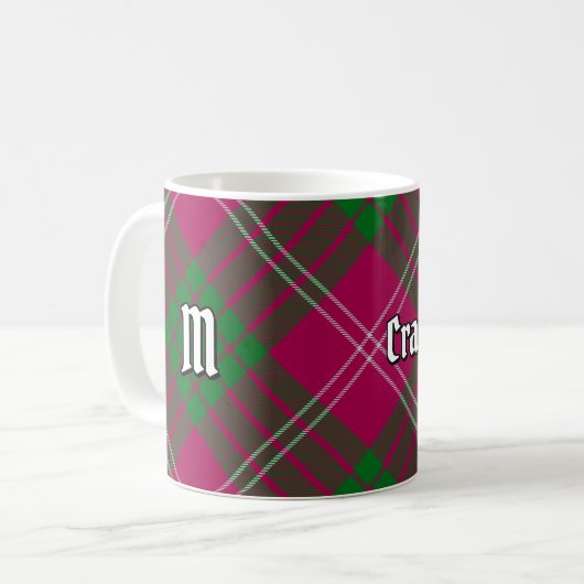 Clan Crawford Tartan Coffee Mok (Voorkant links)