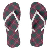 Clan Crawford Tartan Donkerrood en Groen Plaid Teenslippers (Voetbed)