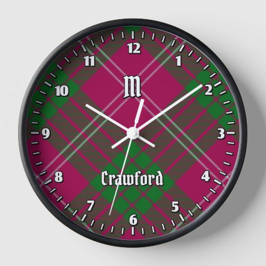 Clan Crawford Tartan Grote klok (Voorkant)