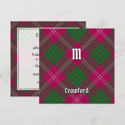 Clan Crawford Tartan Kaart (Voorkant / Achterkant)