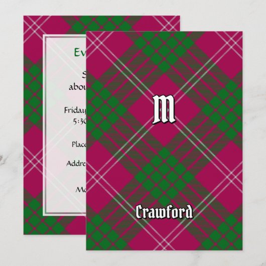 Clan Crawford Tartan Kaart (Voorkant / Achterkant)