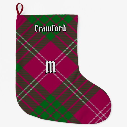 Clan Crawford Tartan Kerstmis stoppen Grote Kerstsok (Voorkant)