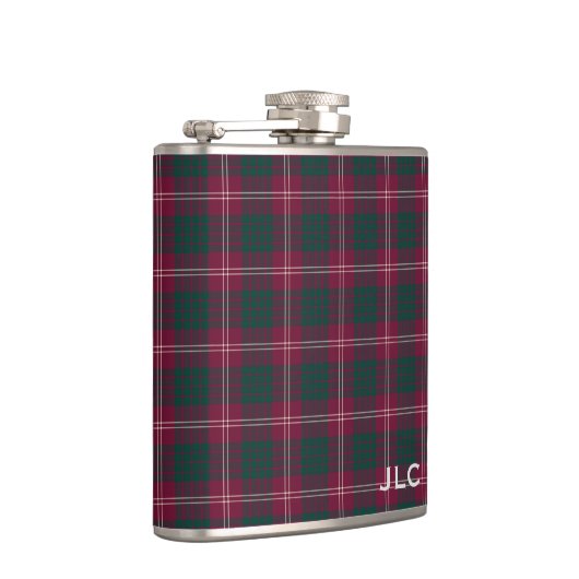 Clan Crawford Tartan Maroon Plaid Monogram Heupfles (Rechts)