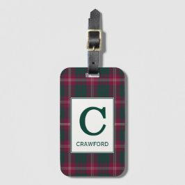 Clan Crawford Tartan Monogrammed Bagagelabel