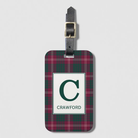 Clan Crawford Tartan Monogrammed Bagagelabel (Voorkant (verticaal))