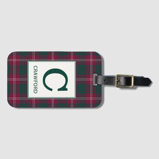 Clan Crawford Tartan Monogrammed Bagagelabel (Voorkant (horizontaal))