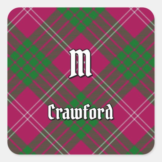 Clan Crawford Tartan Square Sticker (Voorkant)