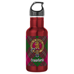 Clan Crawford Wapen over Tartan Waterfles
