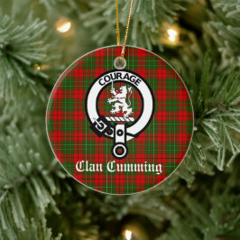 Clan Cumming Crest Badge and Tartan Personalized Keramisch Ornament