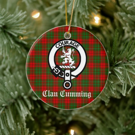 Clan Cumming Crest Badge and Tartan Personalized Keramisch Ornament (Boom)