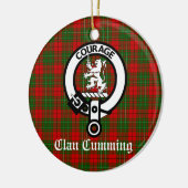 Clan Cumming Crest Badge and Tartan Personalized Keramisch Ornament (Links)