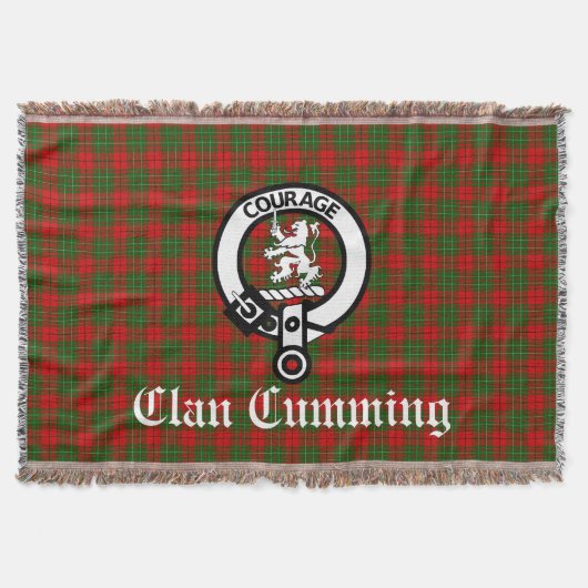 Clan Cumming Crest Badge en Tartan Deken (Voorkant)