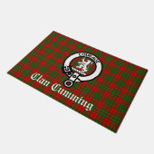 Clan Cumming Crest Badge en Tartan Deurmat (Schuin)