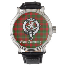 Clan Cumming Crest Badge en Tartan Horloge