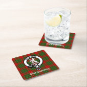 Clan Cumming Crest Badge en Tartan Kartonnen Onderzetters (Insitu)