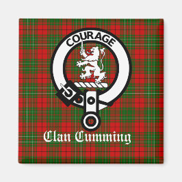 Clan Cumming Crest Badge en Tartan Magneet