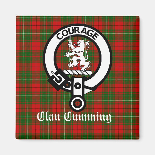 Clan Cumming Crest Badge en Tartan Magneet (Voorkant)