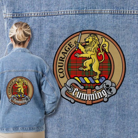 Clan Cumming Crest over Tartan Denim Jacket