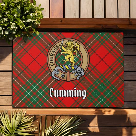Clan Cumming Crest over Tartan Deurmat